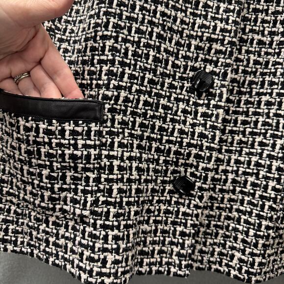 Pendleton Blazer Womens 22W Silk Tweed Leather Trim Black White Lined Jacket - Picture 4 of 10